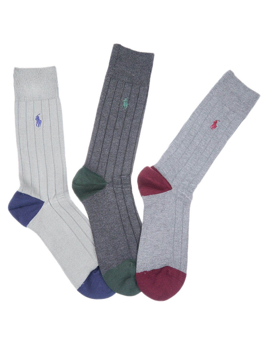Set de calceta comfort Polo Ralph Lauren de algodón para hombre 3 pares