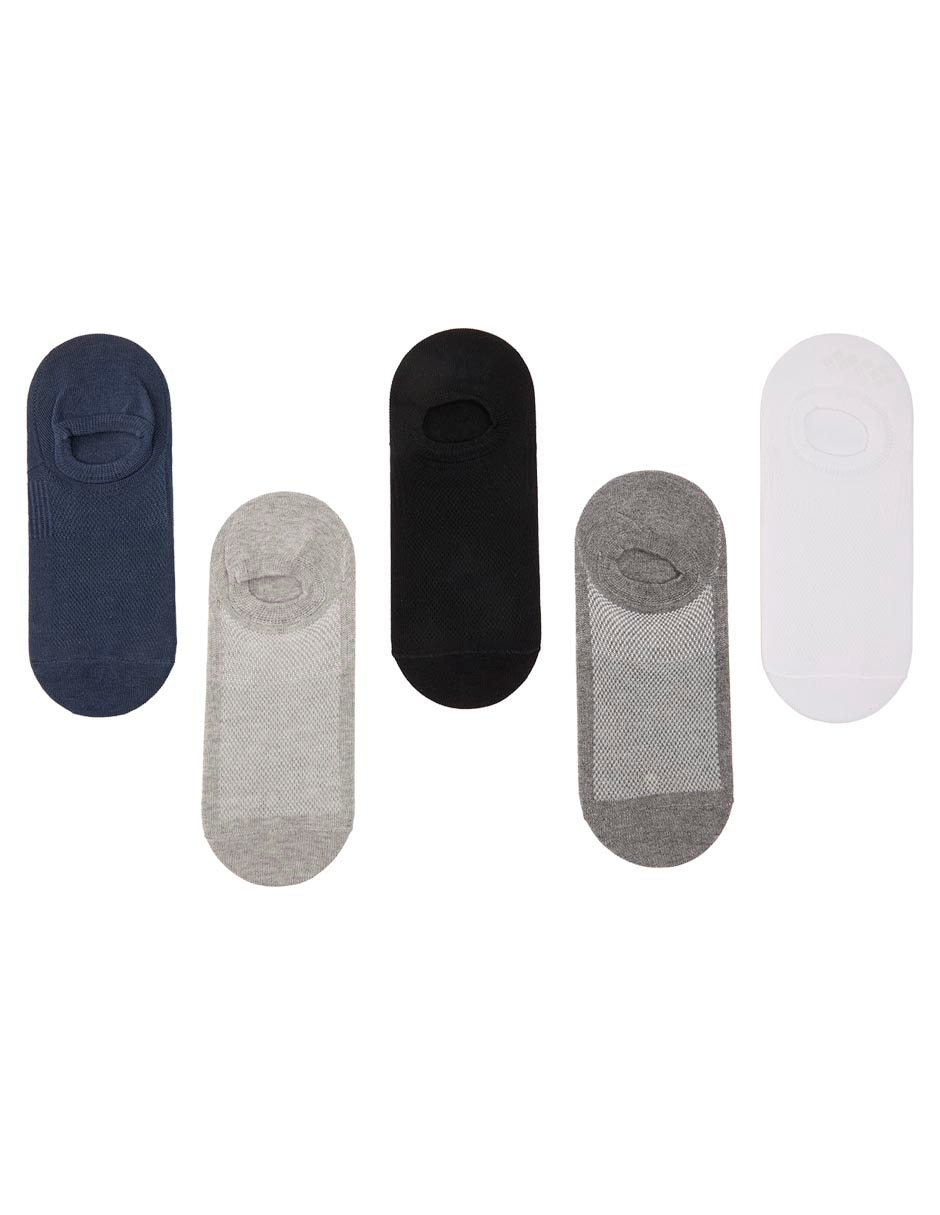 Set protector de pie antiderrapante Punto Blanco de algodón para hombre 5 pares