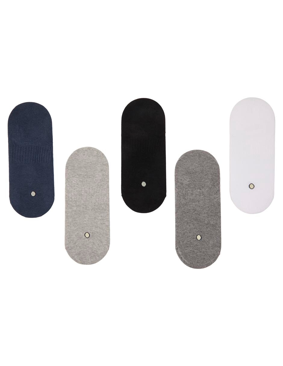 Set protector de pie antiderrapante Punto Blanco de algodón para hombre 5 pares