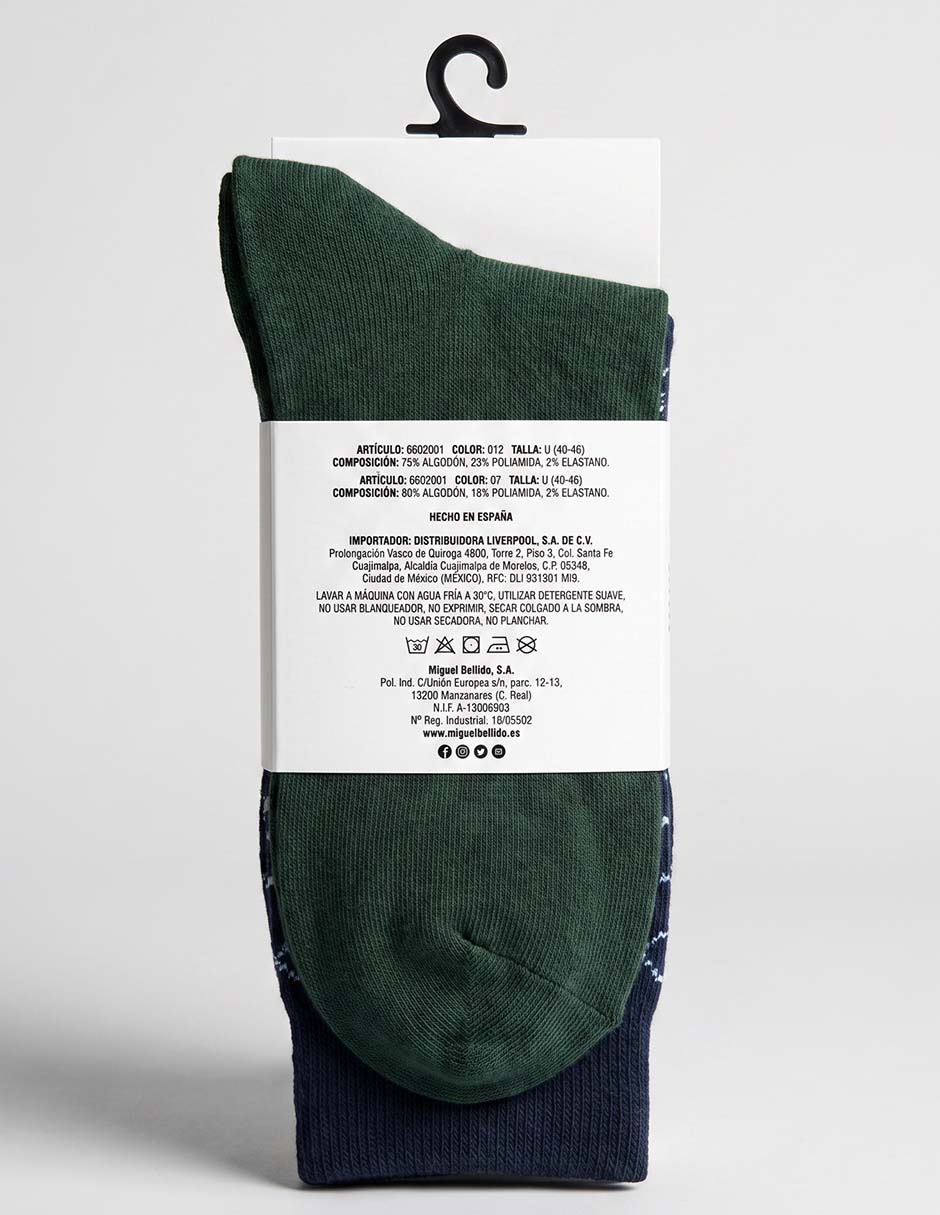 Set de calcetín Miguel Bellido de algodón para hombre 2 pares 3