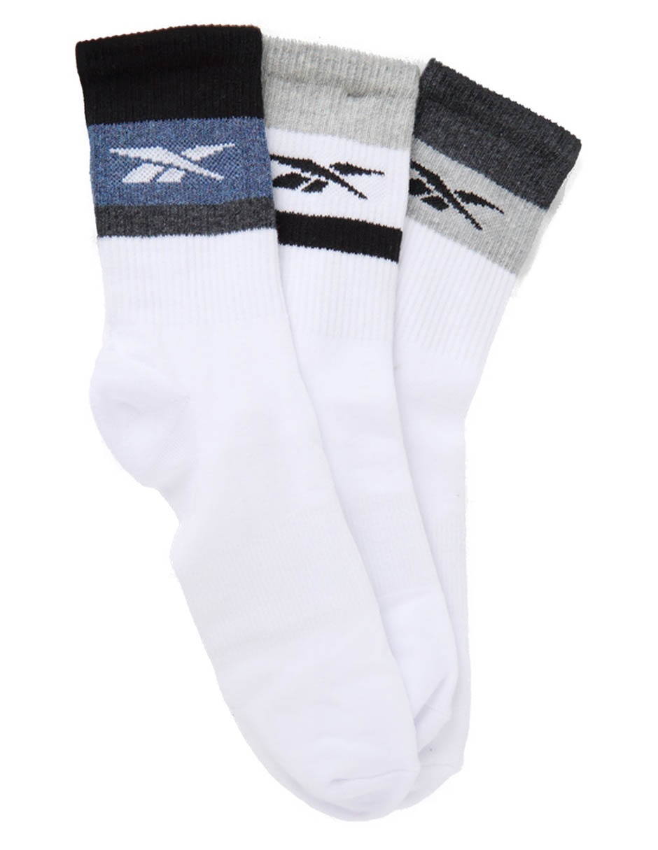Set de calceta reebok de algodón para hombre 3 pares
