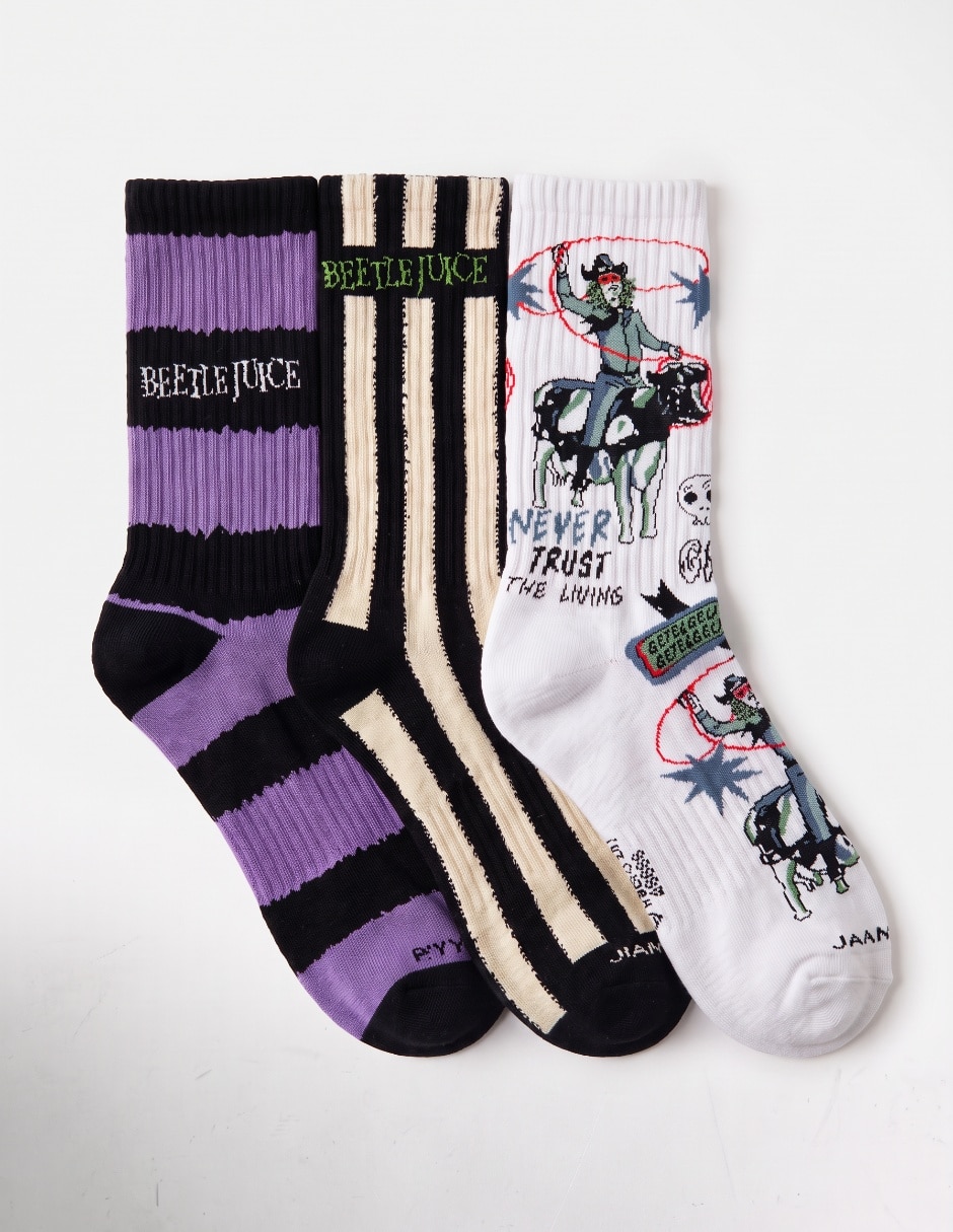 Set calcetín Beetlejuice para hombre 3 pares Set calcetín Beetlejuice para hombre 3 pares